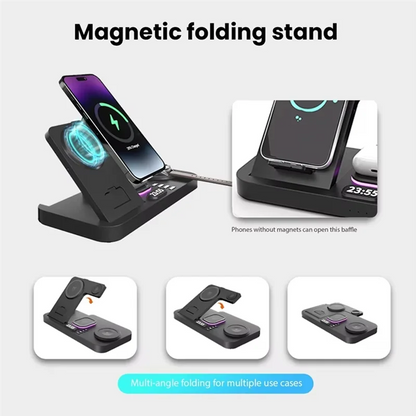 B50B-30W Digital Clock Wireless Charger RGB Night Light Fast Charging Station For Smartphone  Pro  Watch Stand
