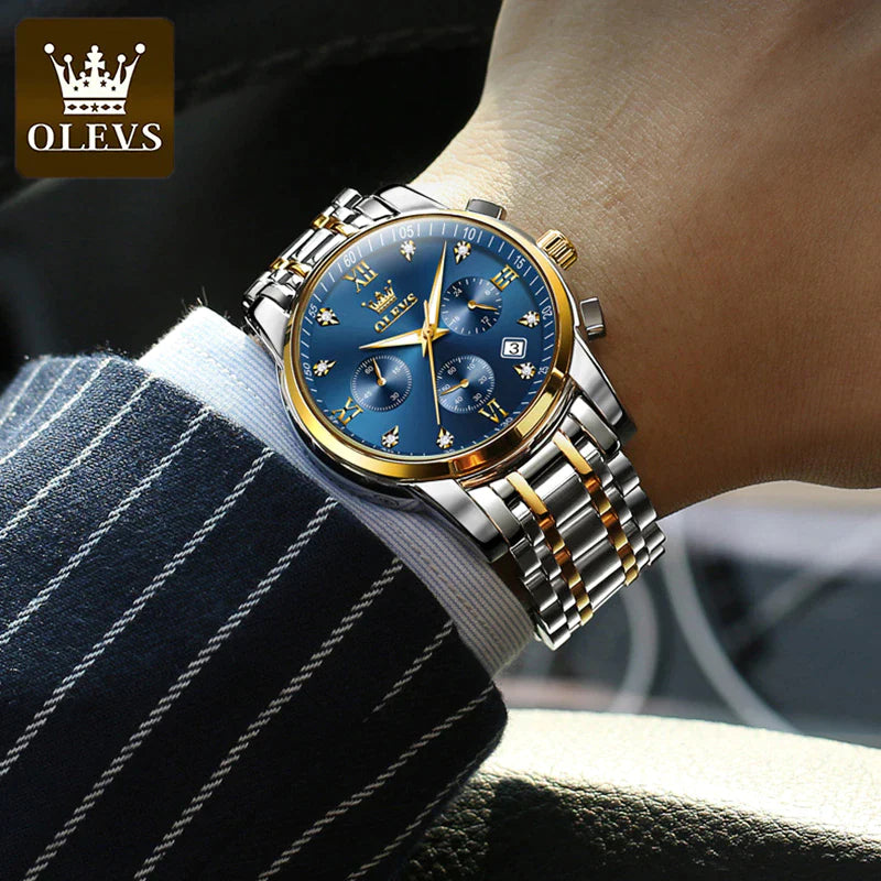 OLEVS Watches for Men Top Brand Luxury Chronograph Luminous Quartz Watch Fashion Business Waterproof Stainless Steel Wrist Watch