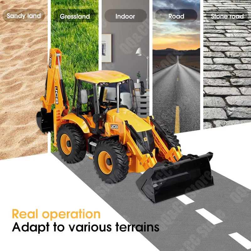 E589 RC Backhoe Loader 1:20 Excavator Remote Control Car Engineering Vehicle Truck Model Bulldozer Trailer Toy for Boy