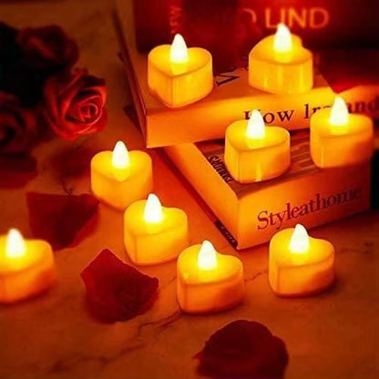 24pcs Heart Shape LED Flameless Tealight Candles Decorations  For Romantic Night Valentine's Day  Wedding Anniversary Or Table D