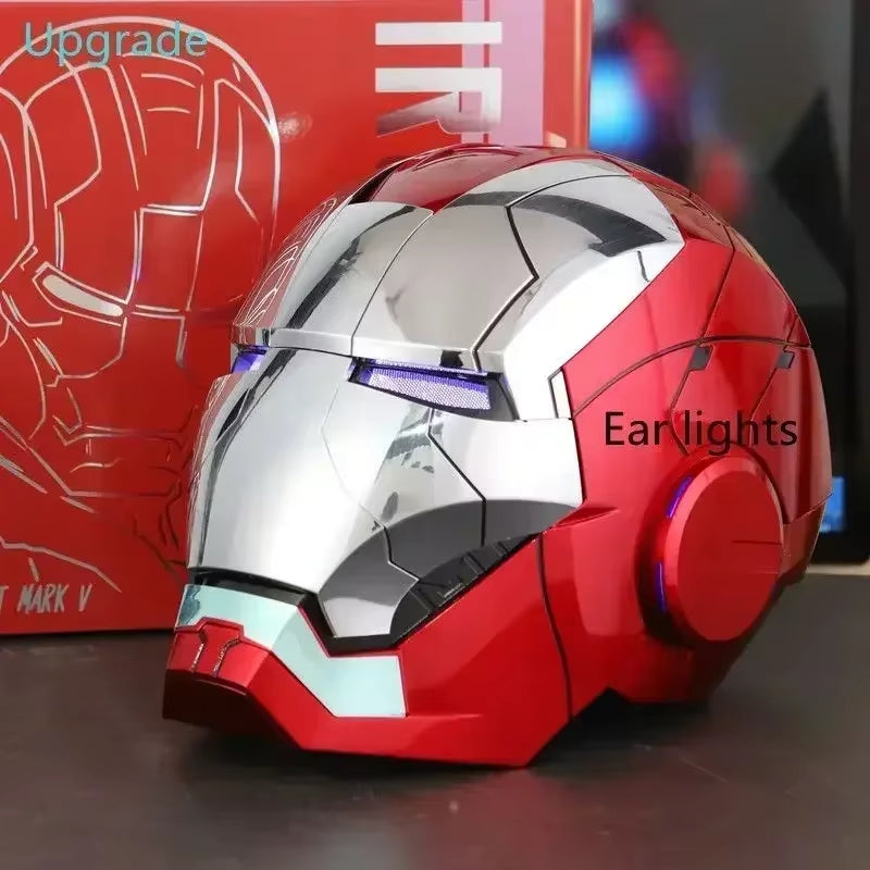 MK5 Iron Man Helmet LED Eyes 1/1 Cosplay Voice Control Avengers Metal Mask Electric Voice Control Helmet Boy Toys Birthday Gifts