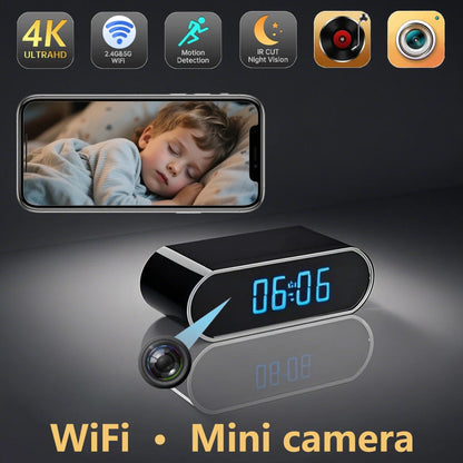 Mini WiFi clock camera 4K hidden