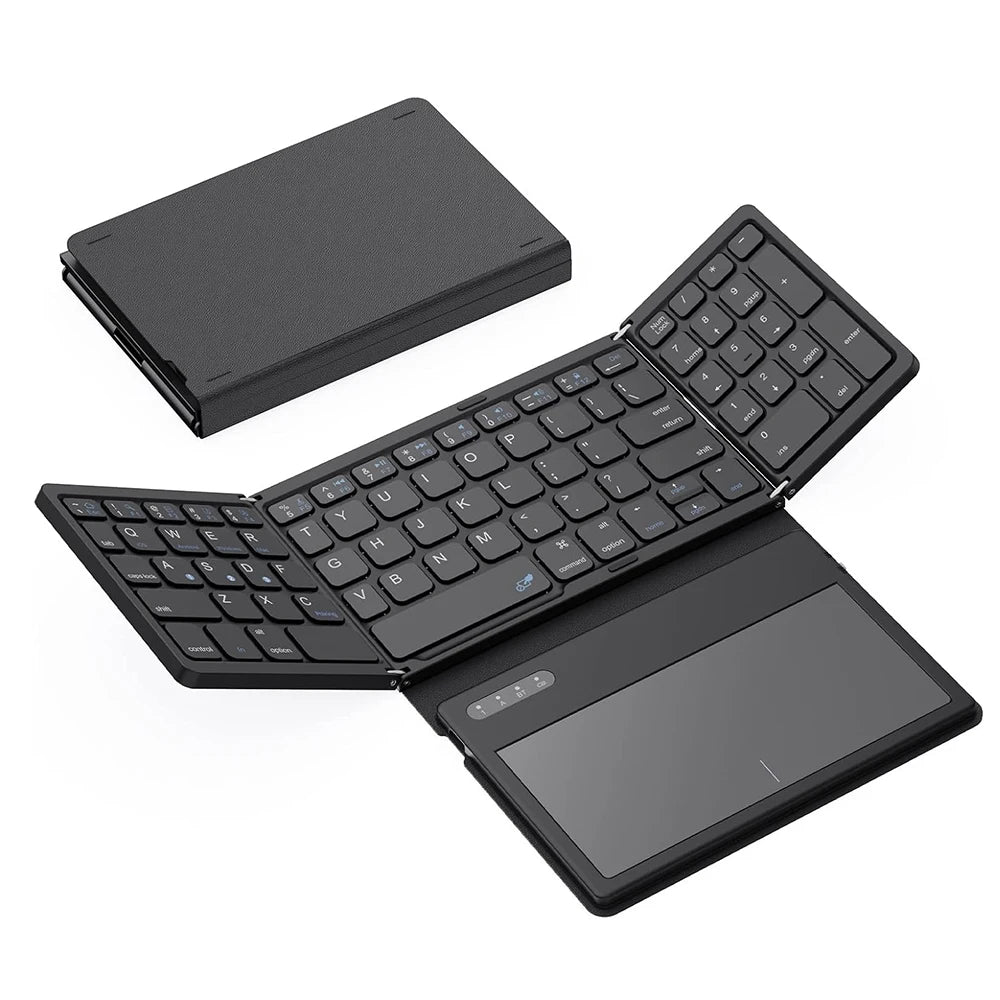 Wireless Foldable Keyboard with Touchpad 81 Keys Bluetooth Keyboard Portable Slim Folding Keypad for Windows IOS Android