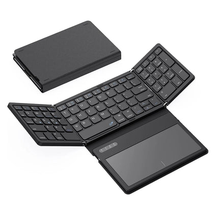 Wireless Foldable Keyboard with Touchpad 81 Keys Bluetooth Keyboard Portable Slim Folding Keypad for Windows IOS Android