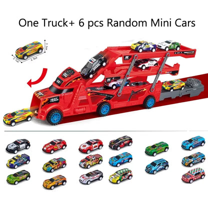 Large Kid Truck Deformation Transporter Car Toys Models Educational Model Folding Track Racing Vehicle Boys Girls Birthday Gift