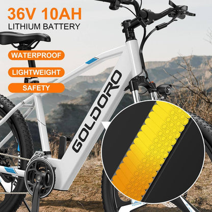 Electric Bike X7 Sport E-Bike, Full Suspension 26in. Tire 350W 36V, Max 18 MPH, 21 Speed 52-62 Mile Riding Distance