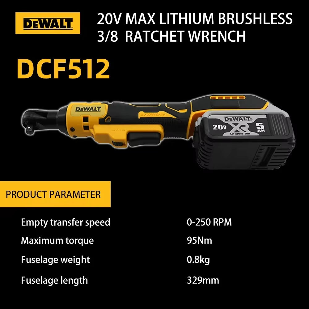 DCF512 Ratchet Right Angle Wrench Variable Speed Brushless Power Wrench LED light Cordless 20V Battery Power Tools