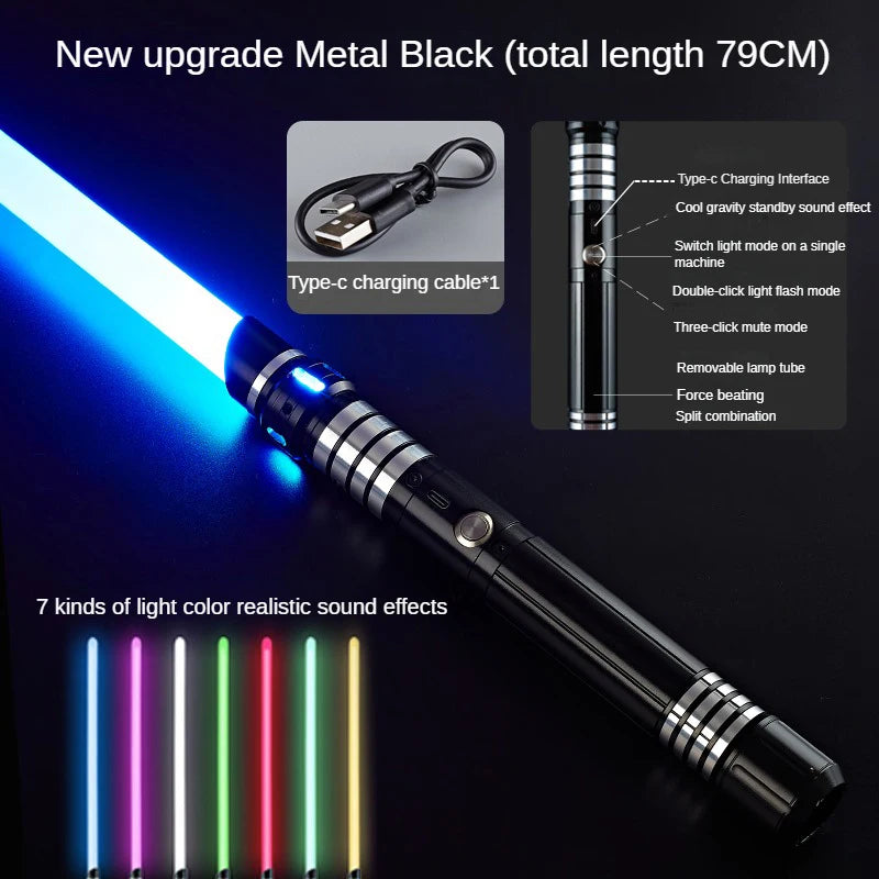 Lightsaber Metal Laser Sword Toys RGB Light Saber 7 Color Change Kids Soundfonts Force FX FOC Blaster Toys Jedi Laser Sword Gift