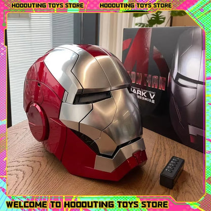 MK5 Iron Man Helmet LED Eyes 1/1 Cosplay Voice Control Avengers Metal Mask Electric Voice Control Helmet Boy Toys Birthday Gifts