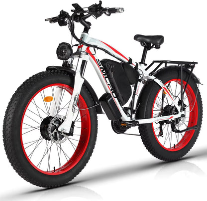 2000W Fat Tire Electric Bike 48V 22Ah 26" Electric Mountain Bikes 55km/h Ebike for Adults 21 Speed Hydraulic Brakes