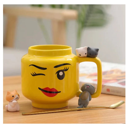 MUG004 - Fun & Functional: Cartoon Ceramic Mug Cup for Coffee, Tea & More!