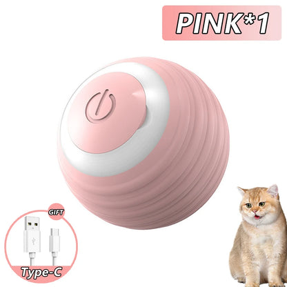 Cat Interactive Ball Toys Automatic Rolling Ball Faux Tail Rechargeable Smart Pet Electric Toy Dog Cat Training Imitate Mouse