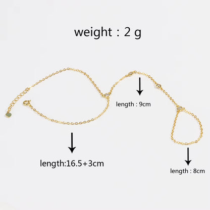 18K Gold plated Stainless Steel Hand Chain Bracelet for Her Zircon Link Ring Bracelet slave Finger Chain Bracelet