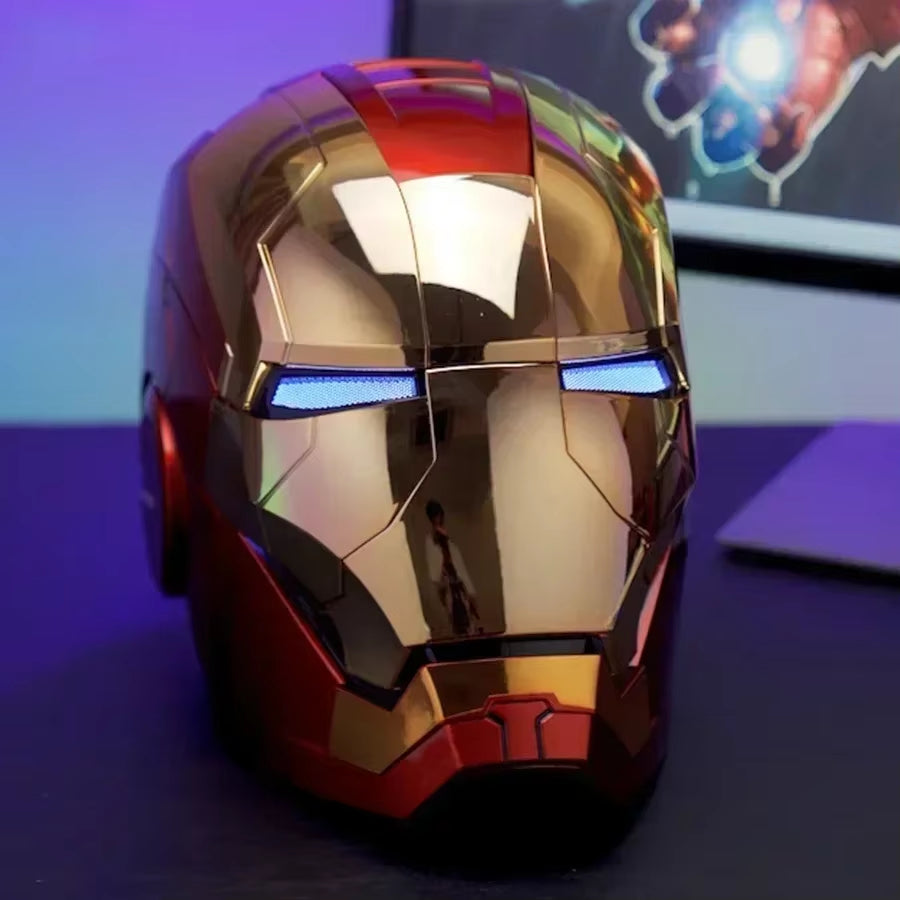 MK5 Iron Man Helmet LED Eyes 1/1 Cosplay Voice Control Avengers Metal Mask Electric Voice Control Helmet Boy Toys Birthday Gifts