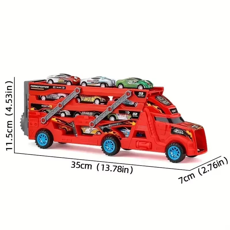 Large Kid Truck Deformation Transporter Car Toys Models Educational Model Folding Track Racing Vehicle Boys Girls Birthday Gift