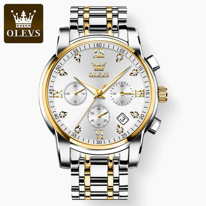 OLEVS Watches for Men Top Brand Luxury Chronograph Luminous Quartz Watch Fashion Business Waterproof Stainless Steel Wrist Watch