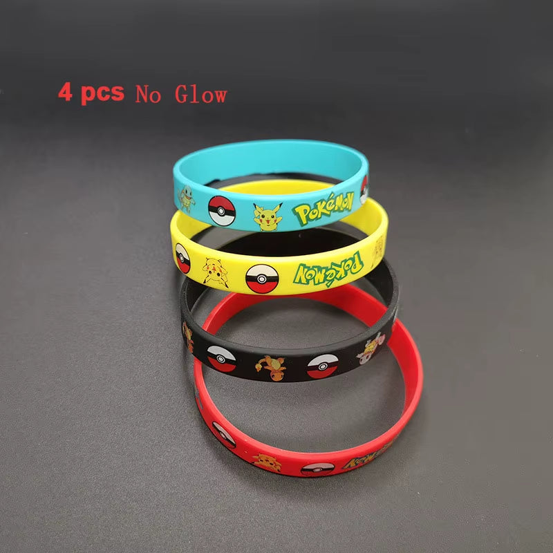 Pokemon Pikachu Figures Glow Silicone Bracelet Anime Toys Wristband Bracelets Cosplay Accessoires Boys Girl Birthday Party Gift