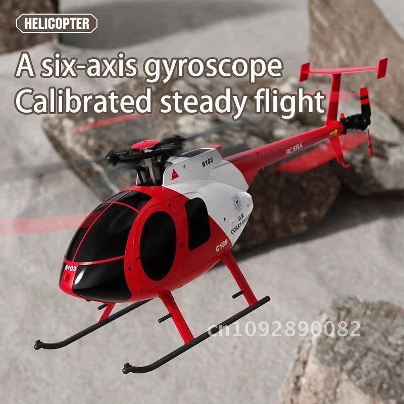 1:28 C189 RC Helicopter MD500 Brushless Motor Dual-motor 6-Axis Control Aircraft Takeoff/landing Toy One-click Model Gyro Remote