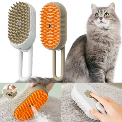 TEC010 - Pet Steam Brush: USB Rechargeable, 3-in-1 Grooming for Short & Long Hair