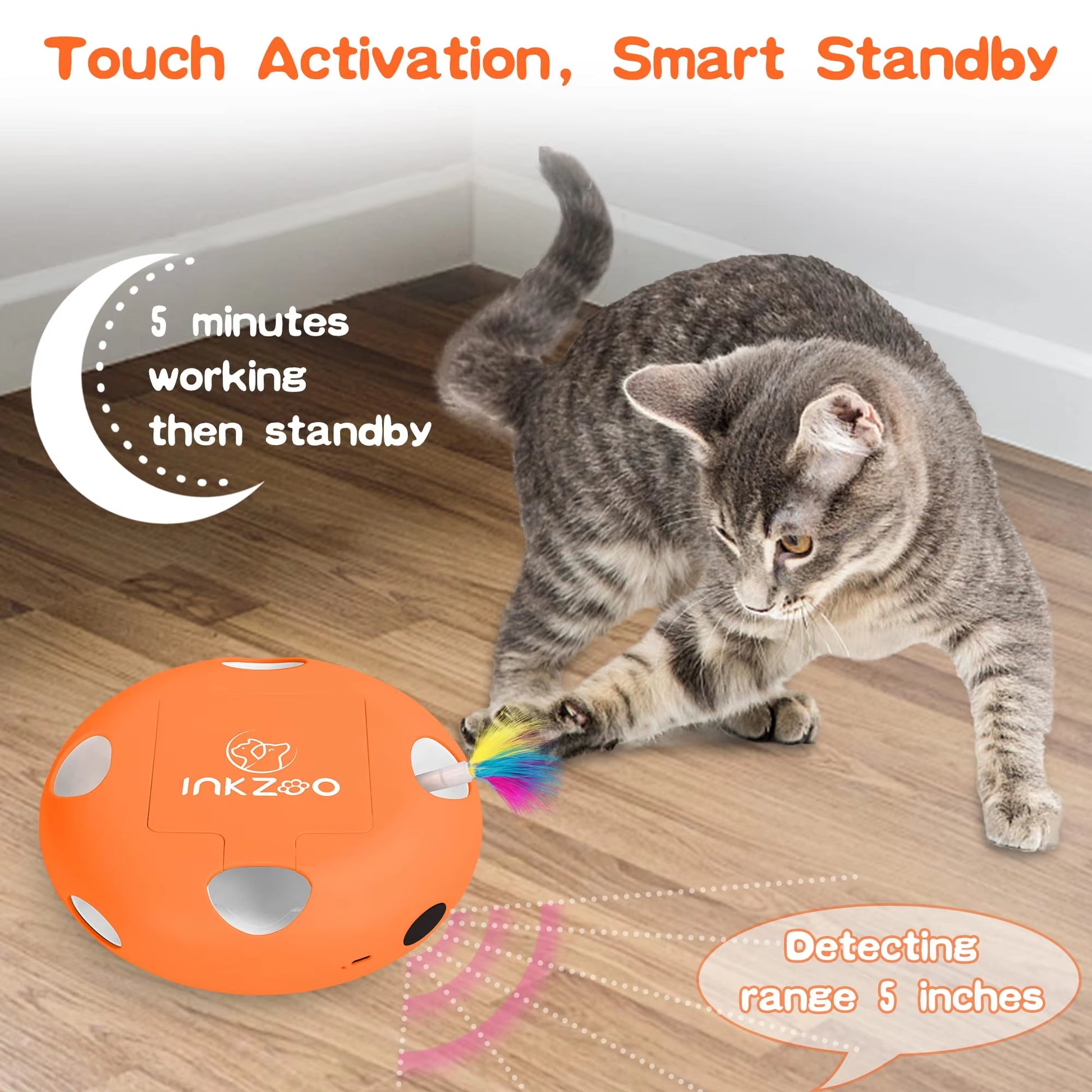 INKZOO Cat Toys, Interactive Cat Toys for Indoor Cats, Smart Interactive Kitten Toy, Automatic 7 Holes Mice Whack-A-Mole