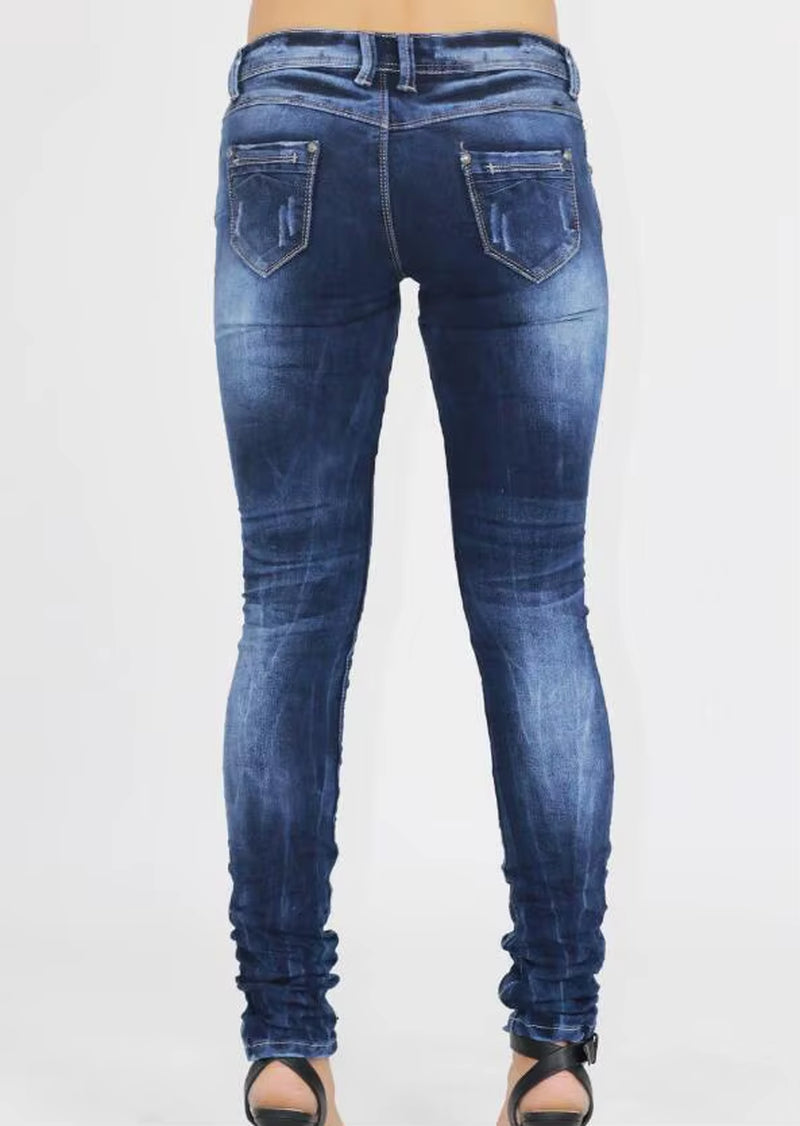 Women'S Tight Denim Pencil Pants, Low Waisted Jeans, Tied Dyeing Women Jeans