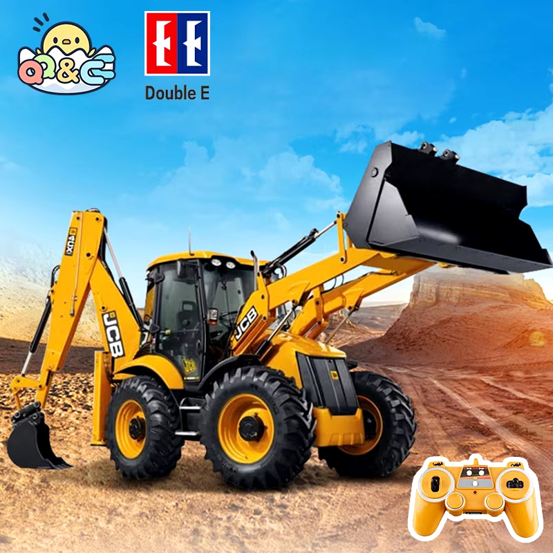 E589 RC Backhoe Loader 1:20 Excavator Remote Control Car Engineering Vehicle Truck Model Bulldozer Trailer Toy for Boy