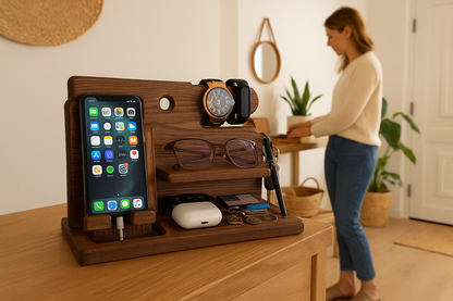 Elegant Wood Phone Docking Station